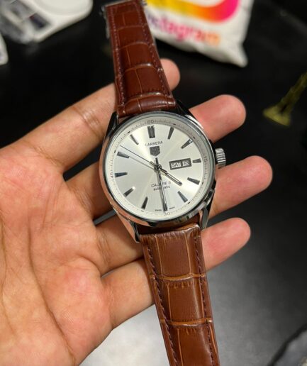 Tag Calibre 5 | White Dial Brown Strap Auto